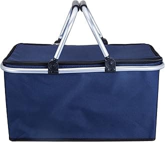 Large Size Picnic Basket 35L-Strong Aluminum Frame - Waterproof Lining-Collapsible Design for Easy Storage - Take it Camping, Picnicking, Lake Trips,Family Vacations-Keeps Food Cold -blue