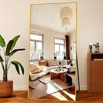 Extra Large 71"x30" Full Length Mirror - Standing, Hanging, or Leaning Rectangle Mirror for Wall or Floor - Wall-Mounted Full Body Dressing Mirrors with Aluminum Alloy Frame for Living Room - Gold
