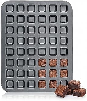 1 Pcs 48-cavity Mini Brownie Bites Baking Pan Mini Square Cake Pans Square Small Muffin Tin Nonstick with Dividers Heavy Duty Carbon Steel Cupcake Tool for Cheesecake Cake Party Supplies