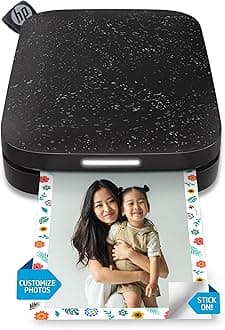 HP Sprocket 2x3 (5.1x7.5 cm) Instant Smartphone Photo Printer, Portable Color Wireless Mobile Printer, Zink Sticky-Back Photos, Print from App on Compatible iOS & Android Devices with Bluetooth, Black