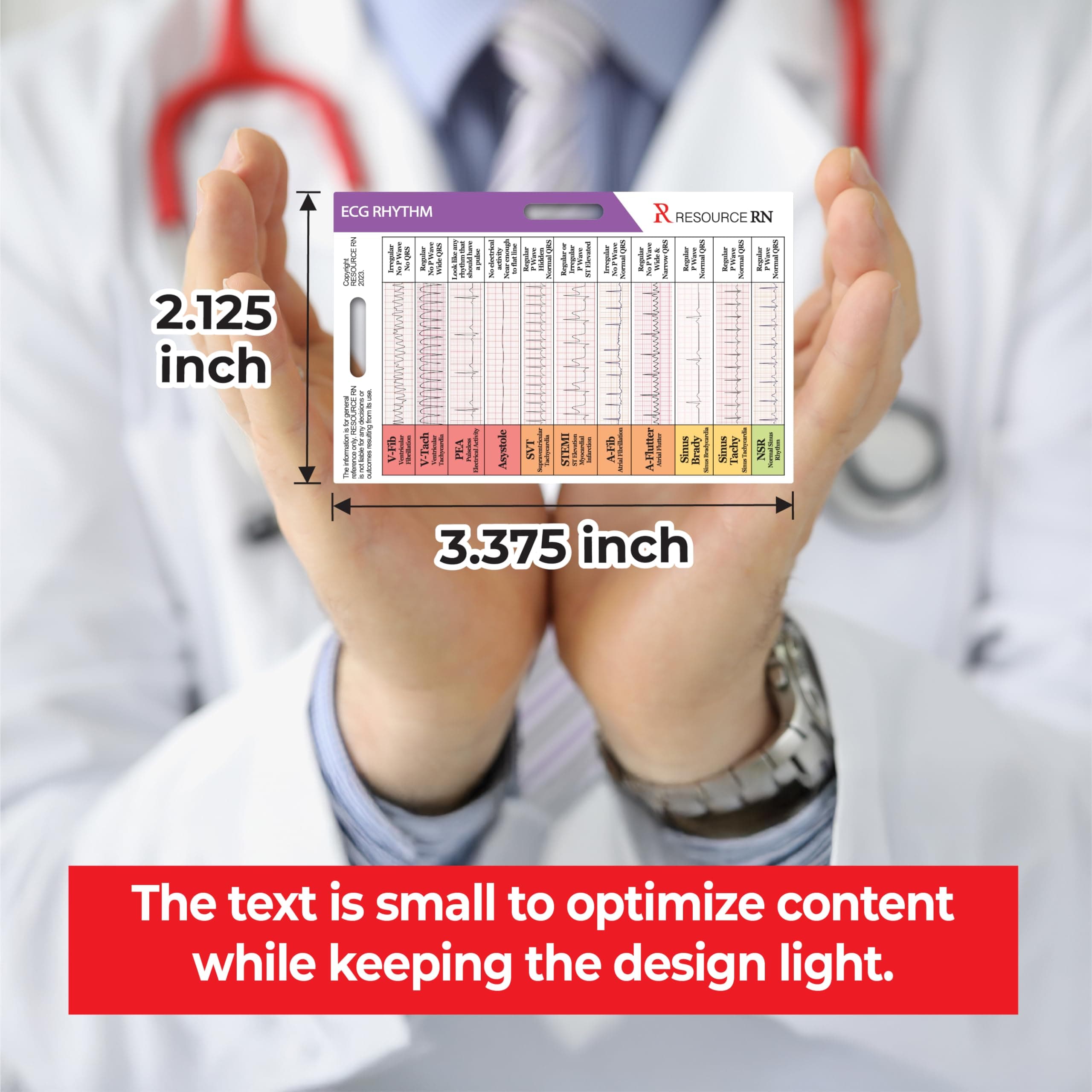 EKG Rhythm Interpretation - Compact & Portable Reference Card – Rapid Interpretation Guide – Dual Horizontal & Vertical Layout