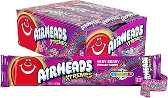 Airheads Xtremes Belts, Very Berry Sweetly Sour, Easter Candy, Easter Basket Essentials Stuffers for Kids and Adults, Non-Melting Chewy, 2 Ounces (18-Pack)