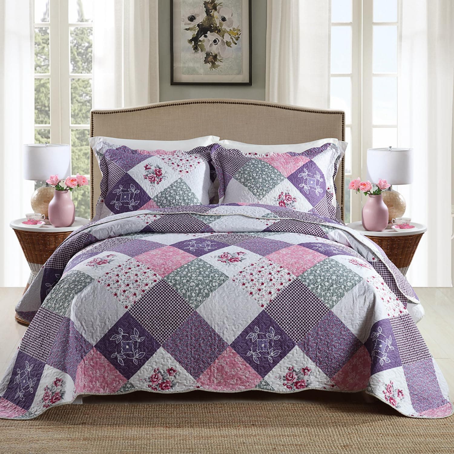 purple quilted bedspreads