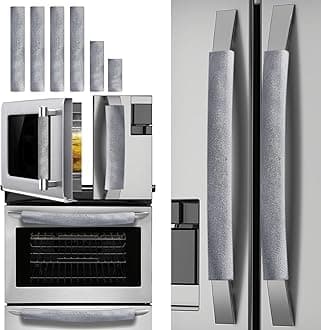 Set of 6 Refrigerator Door Handle Covers, Washable Velvet Fabric Appliance Handle for Fridge Microwave Stove Dishwasher Catch Stains Dust Fingerprint Prevent Ice hot Hand(Silver Grey)