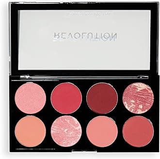 Revolution, Ultra Blush Palette, 8 Pigmented Shimmer & Matte Makeup Shades, Blendable Powder Blush Formula, Vegan & Cruelty-Free, Sunset Burst, 1.6g