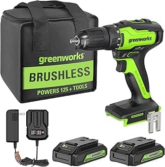 Greenworks 24V Brushless Cordless 1/2-Inch Drill / Driver, (2) 1.5Ah USB Batteries (USB Hub) and Charger Included DD24L1520