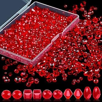 NIUBIER Crystal Beads, 600 Pcs Glass, Assorted Red Rondelle for Jewelry Making, DIY Necklace Bracelet Earring (4/6/8mm)