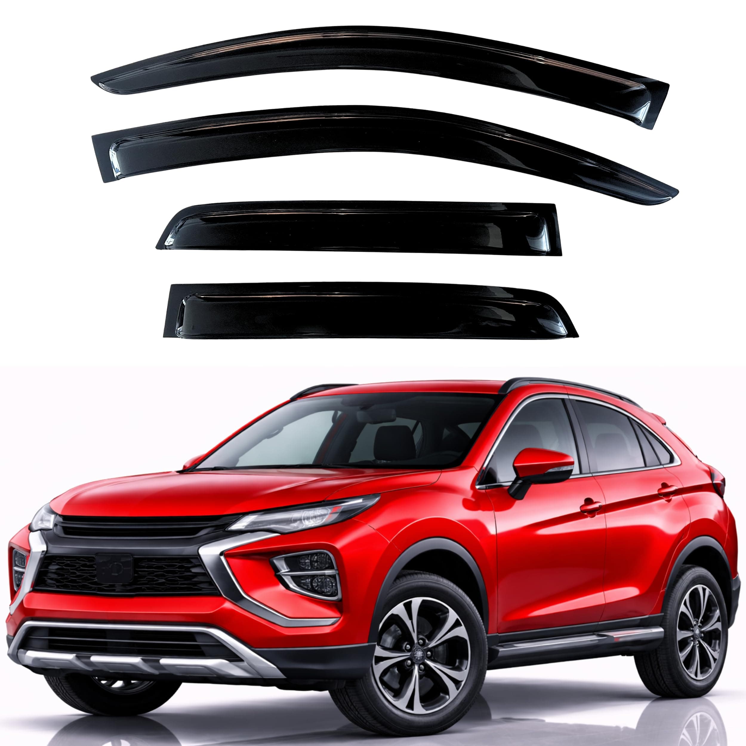 KPY Window Visor Compatible with Mitsubishi Eclipse Cross 2018-2024, Rain Guards Side Window Deflector Tape-On Style, 2018 2019 2020 2021 2022 2023 2024