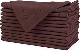 FINGERCRAFT Hemstitched Cotton Table Napkins – Set of 6, 20x20 Inch, 100% Cotton Cloth Napkins with Faggoting Stitching – Durable & Elegant for Parties, Everyday Use (Chocolate Slub)