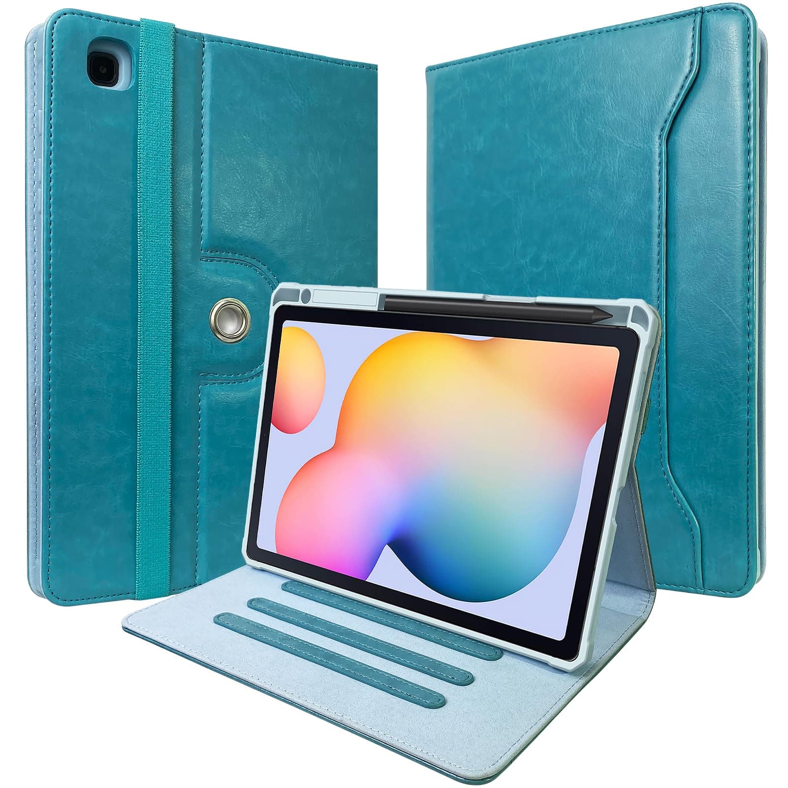 E NET-CASE Slim Case for Samsung Galaxy Tab S6 Lite 10.4 Inch 2024/2022/2020 with S Pen Holder, Shockproof Cover with Clear Transparent Back Shell,Multi-Angle Viewing (Sky Blue)