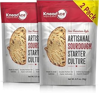 KneadAce Sourdough Starter Culture – Fast-Activating Natural Wild Yeast for Homemade Bread – Dehydrated Sourdough Starter for Baking Artisan Loaves, Easy to Use & Perfect for Beginners