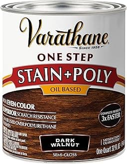 Rust-Oleum Varathane One Step Stain & Polyurethane for Interior Wood Surface in Liquid Form (946 ml | Oil-Based | Dark Walnut | Semi-Gloss)