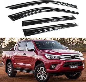IG Window Visor for Toyota Hilux Double Cab 2005-2015, Rain Guard Tape-On Durable Wind Side Vent Window Deflector Mugen Style, 2005 2006 2007 2008 2009 2010 2011 2012 2013 2014 2015