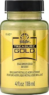 Plaid PE5544 Folk Art Treasure Gold Acrylic Craft Paint, Green Gold, 2oz