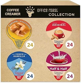Office Roast Liquid Creamer Singles Coffee Cream, French Vanilla, Original, Half-Half & Caramel Macchiato Variety Pack - Unrefrigerated - Box of 96