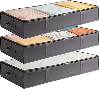 Lifewit3 Packs Under Bed Storage Containers, Large Capacity Blanket Storage Bags with Reinforced Handles, Organization and Storage for Clothes, Sheets, Towels, Bedroom, Closet, College Dorm, Grey