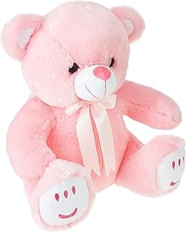 Amazon Brand - Jam & Honey Teddy Bear, Cute, Soft Toy (33 Cm, Pink), Great Birthday Gift