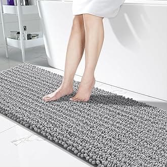Yimobra Original Luxury Chenille Bathroom Runner Rugs, 70 x 24 Inches, Soft, Long Large Bath Mats, Super Absorbent, Non-Slip, Machine Washable, Carpets for Home, Nursery, Bed and Living Room, Gray