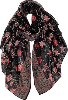 GERINLY Spring Lightweight Scarves Fashion Flowers Print Women Shawl Wrap