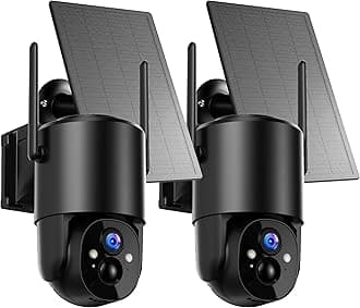 Security Cameras Wireless Outdoor Solar: Battery Cameras for Home Security WiFi Camera Outdoor Surveillance Camera PTZ 360° CCTV Cam System with Floodlight Color Night Vision PIR Sensor