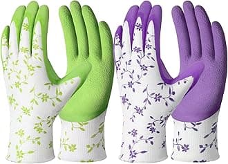 DOFOWORK Gardening Gloves - 6 Pair Gardening Gloves for Women/Men, Breathable Natural Latex Garden Gloves with Grip