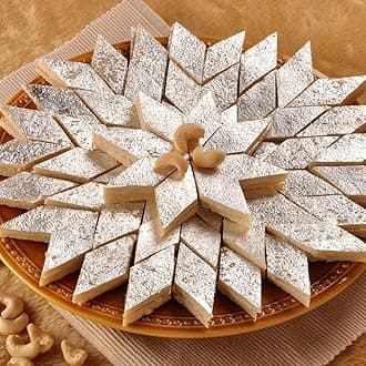 Kaju Katli, 400g (Pack of 1), Indian Cashew Sweet in Diamond Form Box (Sliver cotted)