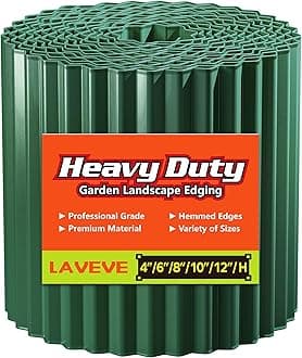 LAVEVE Corrugated Metal Garden Edging 4" x 10Ft, Landscape Edging Border for Lawn, Flower Bed, Garden Fence, Paver Edging (Green)