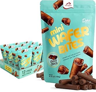 Deka Choco Choco Matcha Mini Wafer Bites, 7oz (Pack of 12) Chocolate Creme Filled Rolled Wafers