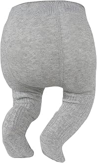 Opaque Cotton Tights for Baby Girls, Infants & Toddlers, Cozy Winter Leggings with Cable Knit Design, Size 0-3M to 6-7T