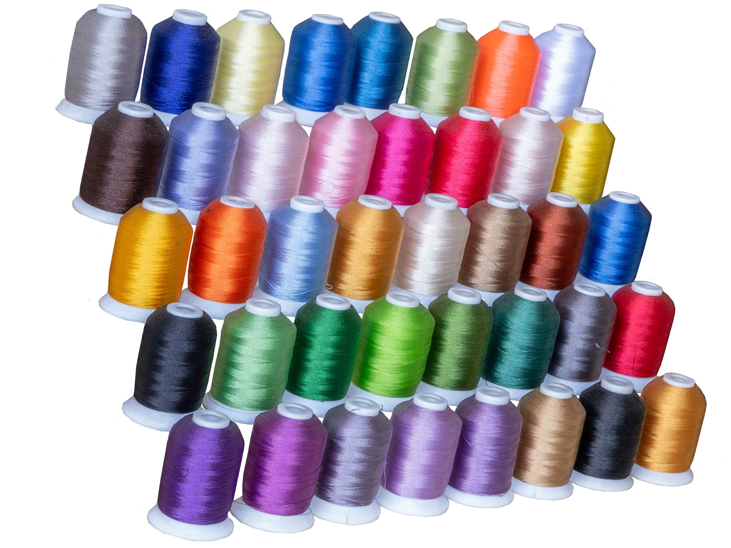 Embroidery Thread Polyester Spools - 550 Yards (500M) per Spool, Compatible to Brother Singer Babylock Janome Singer Pfaff Husqvarna Bernina and Sewing Machines, 40 Pieces + 2 Features