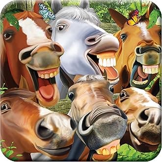 Cork Coaster - Horsing Around from Deluxebase. Drinks Coaster with Lenticular 3D Animal Image. Non-Slip Protective Table Drink Mat for Home Decor and Decorative Accessories.