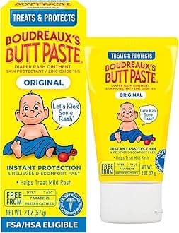 Boudreaux's Butt Paste Diaper Cream, Dermatologist-Tested Original Diaper Rash Cream for Daily Prevention and Relief, Baby Ointment, 2oz Tube