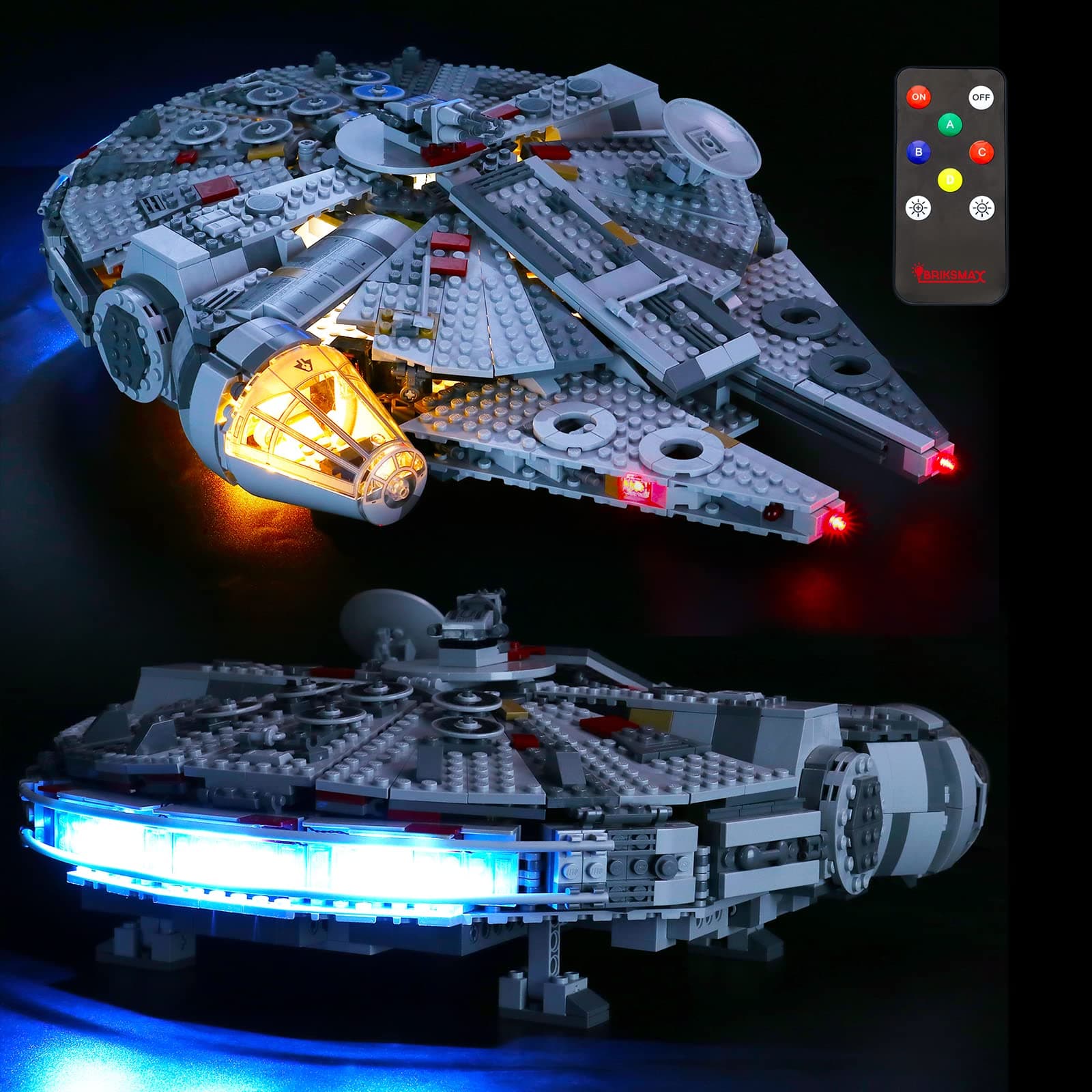 BRIKSMAX Led Lighting Kit with Multi-Function Sound Remote Control for Lego Star Wars Millennium Falcon,Compatible with Lego 75257 Building Blocks Model- Not Include The Lego Set