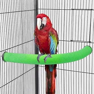 U Shape Parrot Perch Stand Pet Toy Bird Platform Sand Paw Grinding Clean Stick Cage Exercise Conure Budgie Cockatiel Accessories (Green Corner Large)