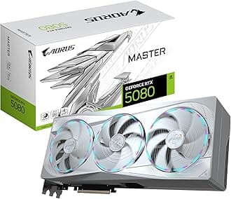 Gigabyte AORUS GeForce RTX 5080 Master ICE 16G Graphics Card - 16GB GDDR7, 256 Bit, PCI-E 5.0, 2805MHz Core Clock, 3 x DP 2.1a, 1 x HDMI 2.1b, NVIDIA DLSS 4, GV-N5080AORUSM ICE-16GD