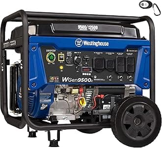 12500 Peak Watt Home Backup Portable Generator, Remote Electric Start with Auto Choke, Transfer Switch Ready, Gas Powered, CO Sensor
