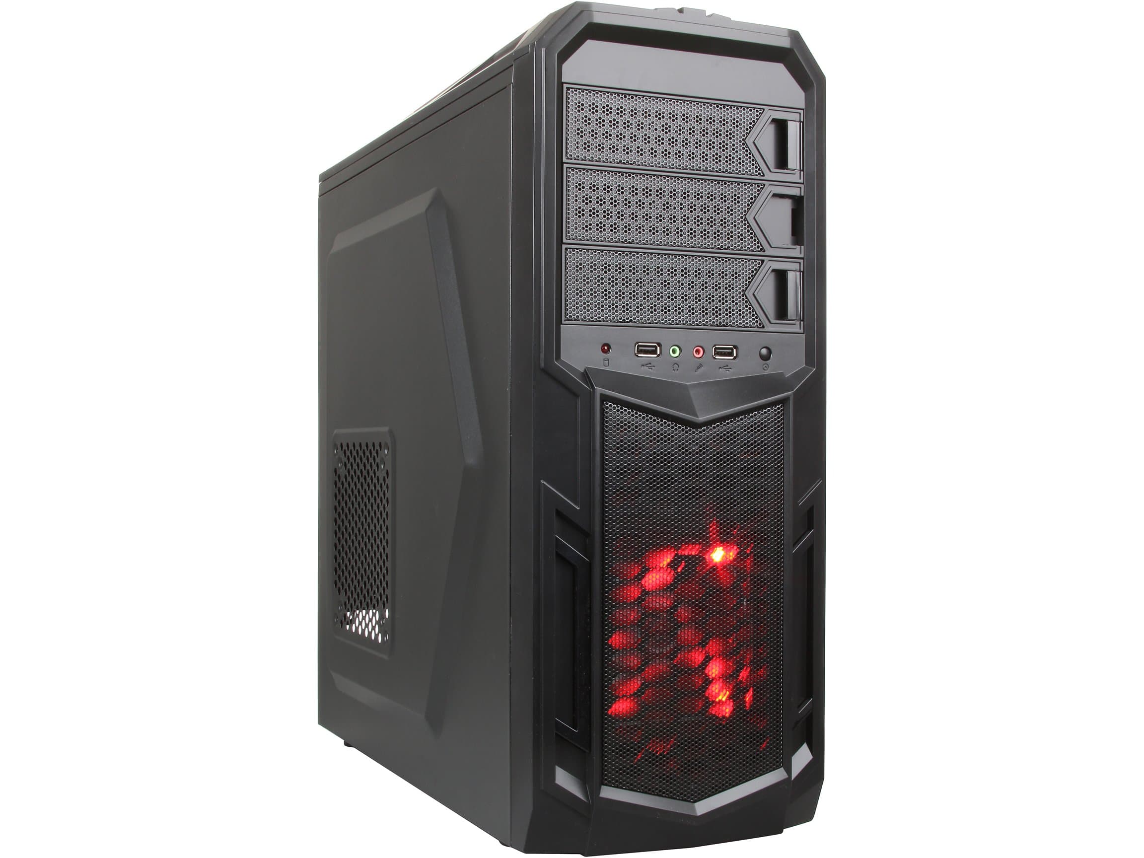 Rosewill Gaming ATX Mid Tower Computer Case with Red LED Fan and USB 3.0 Galaxy-02-A Black