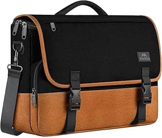 MATEIN 15.6 inch Messenger Bag for School, Briefcase Lightweight Men's Laptop Bag with Adjustable Shoulder Strap, Water Resistant Crossbody Satchel Computer Case for College Work, Black & Brown