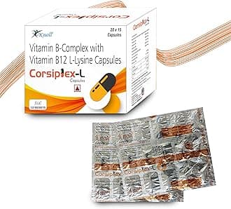 Corsiplex-L Vitamin B-Complex with Vitamin B12 L-Lysine Capsules Vitamin B1, B2m B6m Nicotinamide (30 Caps (Pack of 2))