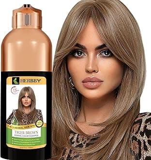 HERBBY Hair Color Shampoo for Gray Hair Coverage&Color Transform with 9 Herbal Extracts –Long Lasting(6-8 Weeks),Shiny,Evenly Colored,Instant Hair Dye Shampoo&Conditioner, 500 Ml (TIGER BROWN COLOR)