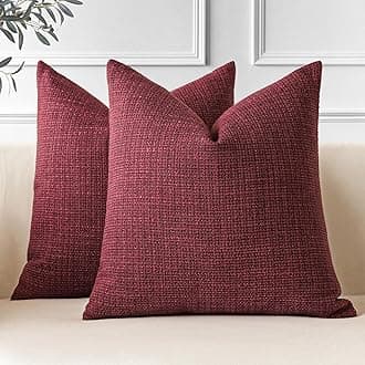 JOTOM Set of 2 Cushion Covers 60x60 cm Linen Wine Red Decorative Throw Pillow Covers 24x24 Inch Square Cushion Case Home Decor Pillowcases for Couch Sofa Living Room Bed (Wine Red)
