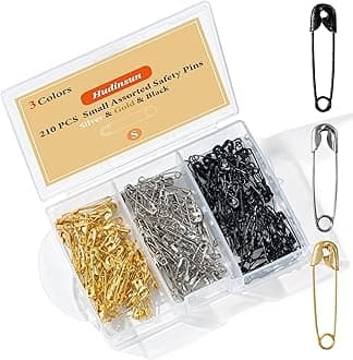 210 PCS Small Safety Pins Assorted, Silver and Black and Gold Safety Pins Bulk for Sewing and Clothes(19mm)