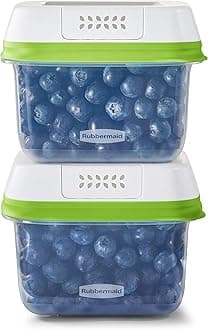 2114738 FreshWorks Saver, Medium Short Produce Storage Containers, 2-Pack, 4.6 Cup, Clear