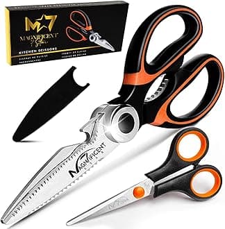 Magnificent Kitchen Scissor, Heavy Duty Scissors For Kitchen Use With Safety Cover & Extra Gift, Soft Grip & Multi-Functional Utility Scissors, Shears For Meat Poultry Herbs Cutting, Bottle Jar Opener