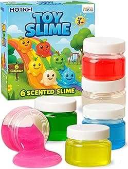 HOTKEI Pack of 6 Toy Slime Multicolored Fruit Scented Slime Gel Putty Set Kit Birthday Gift Toys for Boys Girls Kids 3 4 5 10 Years Boy Girl Kids 300 gm Slimy Gel