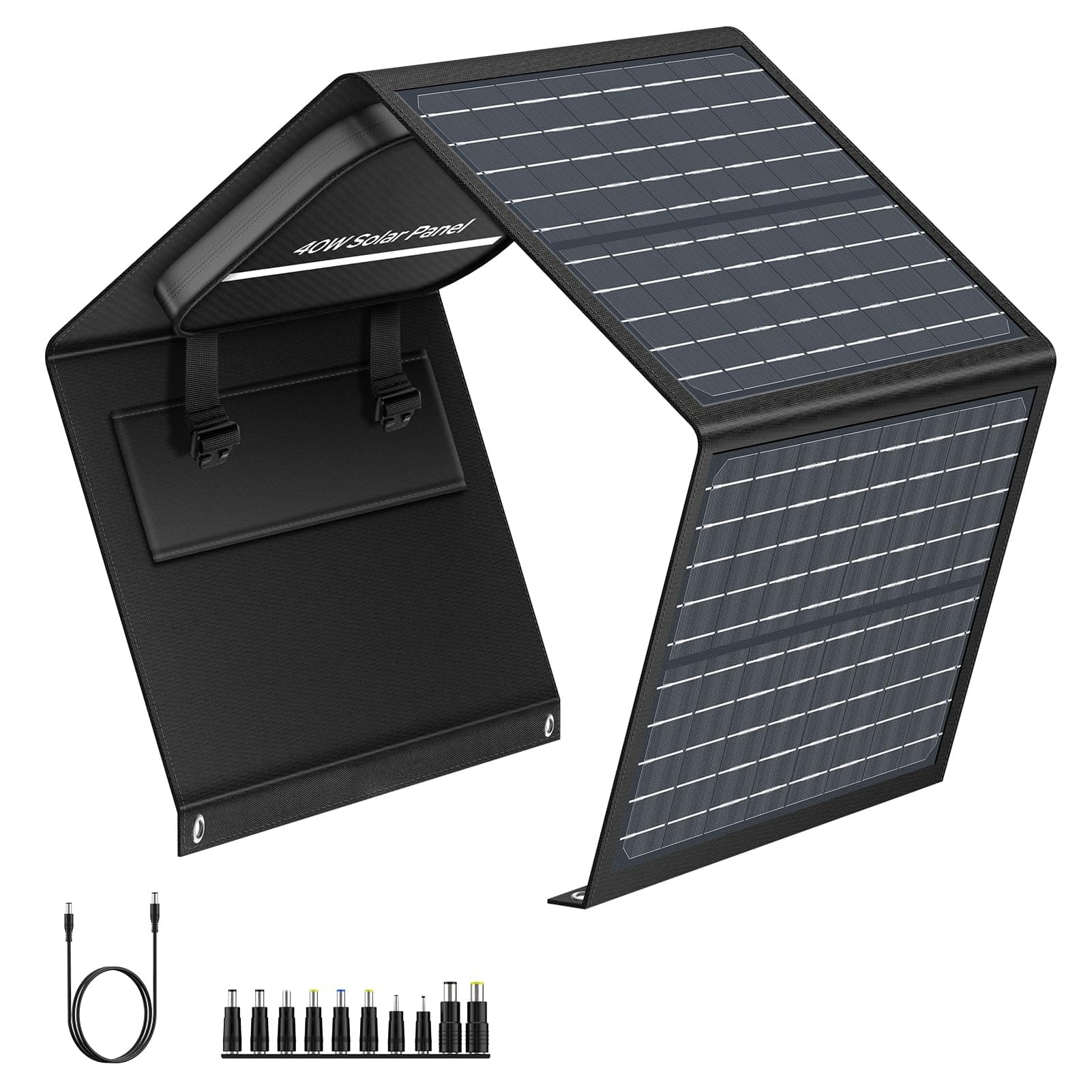 Portable Solar Panel Charger 40W Foldable Solar Panel for Portable Power Station, iPhone, iPad, Laptop, Camping Solar Panels with USB QC 3.0/USB C/18V DC, Solar Panels for Camping Outdoor Van RV Trip