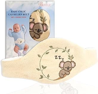 Baby Colic Gas and Upset Stomach Relief for Newborns-100% Cherry Seed-Heated Tummy Wrap-Colic Baby Swaddling Belt for Natural Relief–Soothing and Calming (Beige)