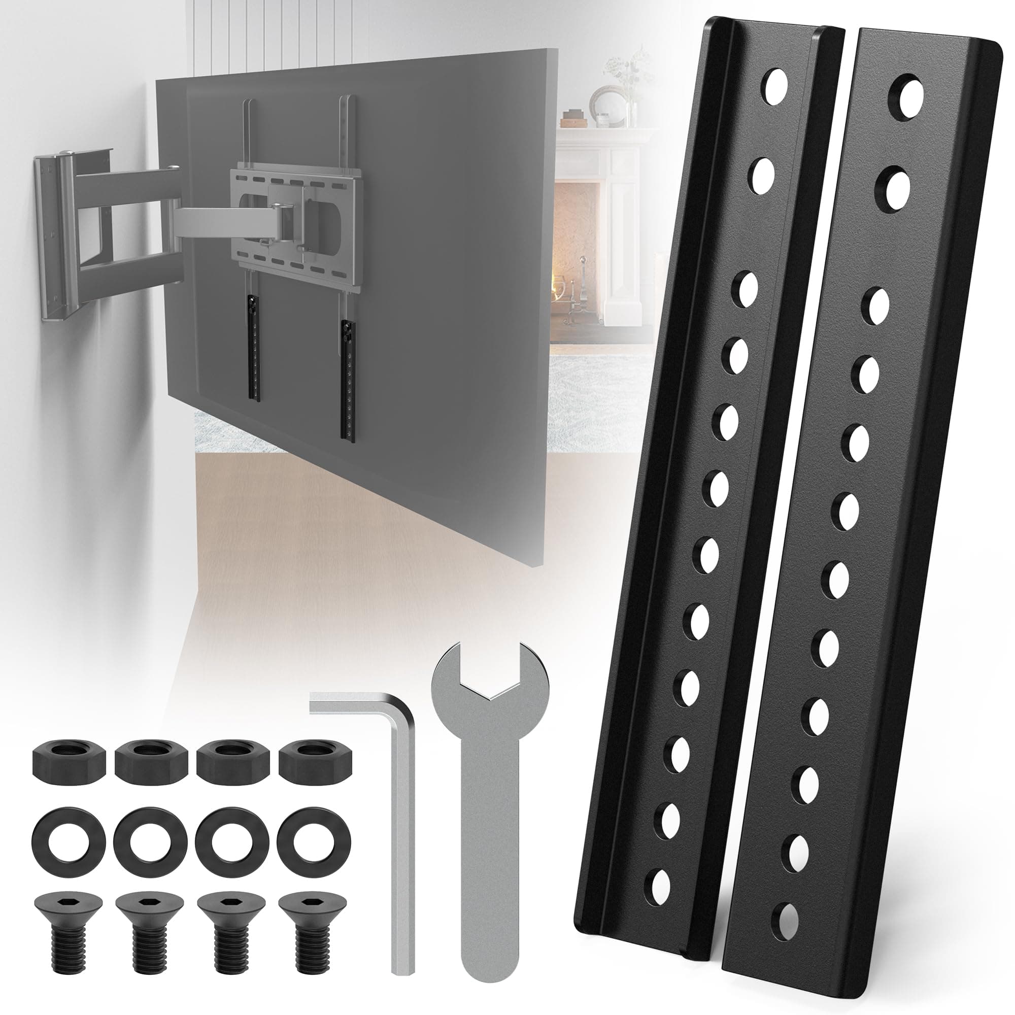 TV Mount Extension Bracket,Vertical VESA Mount Extender Bracket Kit for Low Vesa Pattern TV’s,Fits TV Ceiling Mounts and Most Vesa Mounts,Black - 2 Pcs