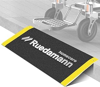 Ruedamann Threshold Ramp, Aluminum with 600lbs Load Capacity, Portable and Anti-Slip Surface, Wheelchair Ramp for Doorway, 15.7L x 31.5W Inch, Black