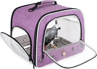 halinfer Bird Travel Carrier Cage for Large Size Parrot, Portable Bag with Metal Tray and Grid to Carry and Transport Medium and Large Birds Like African Grey, Long Tail Cockatiel and Parrot